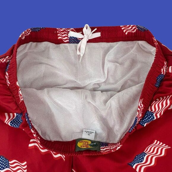 Bass Pro Shops Swim Trunks Red w/American Flags Patriotic July 4th Men’s XL NWOT - Picture 7 of 16